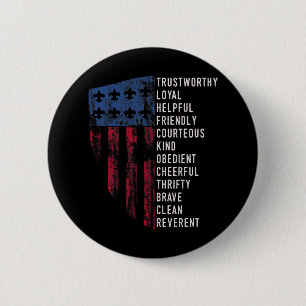 Vintage Scouting Gift Us America Flag Scouting Law 6 Cm Round Badge