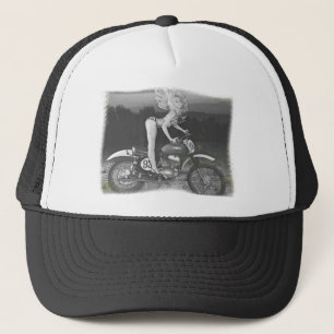 VINTAGE SCRAMBLER AND HOT MODEL. TRUCKER HAT
