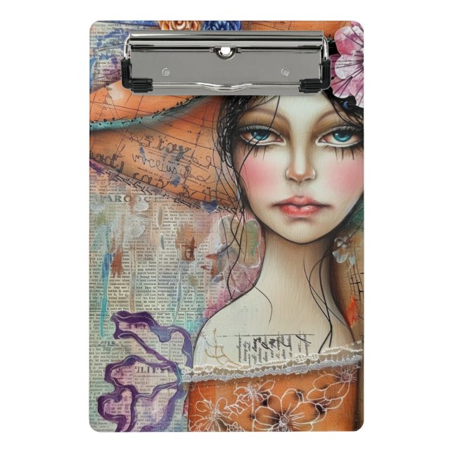 Vintage Scrapbook Collage Face (10) Mini Clipboard (Front)