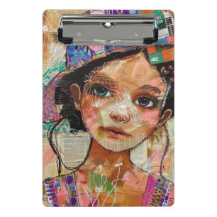 Vintage Scrapbook Collage Face (1) Mini Clipboard