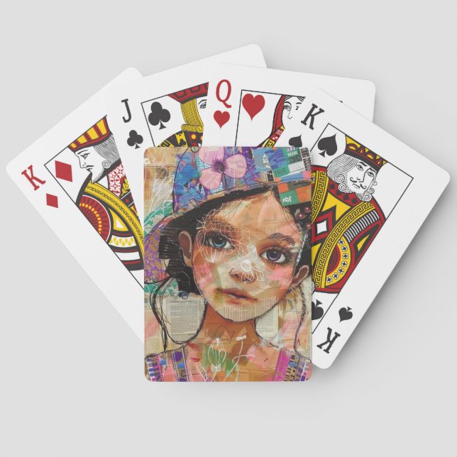 Vintage Scrapbook Collage Face (1) Playing Cards (Back)
