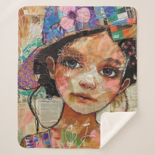 Vintage Scrapbook Collage Face (1) Sherpa Blanket