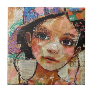 Vintage Scrapbook Collage Face (1) Tile