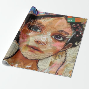 Vintage Scrapbook Collage Face (1) Wrapping Paper