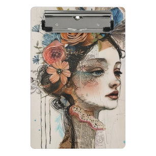 Vintage Scrapbook Collage Face (2) Mini Clipboard