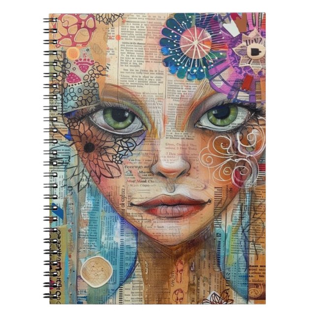Vintage Scrapbook Collage Face (3) Notebook (Front)