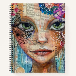 Vintage Scrapbook Collage Face (3) Notebook