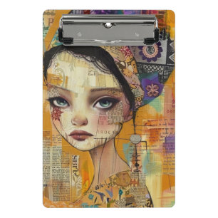 Vintage Scrapbook Collage Face (4) Mini Clipboard