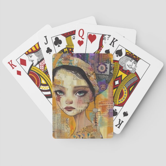 Vintage Scrapbook Collage Face (4) Playing Cards (Back)