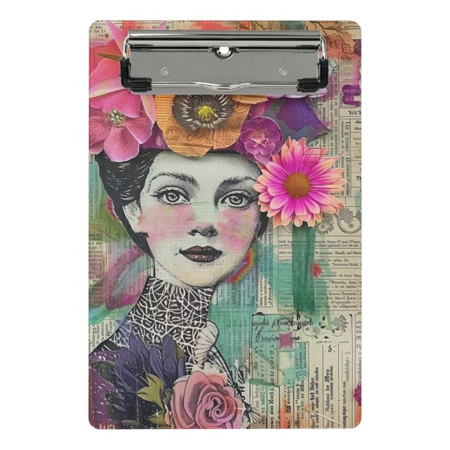 Vintage Scrapbook Collage Face (5) Mini Clipboard (Front)