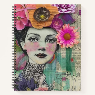 Vintage Scrapbook Collage Face (5) Notebook