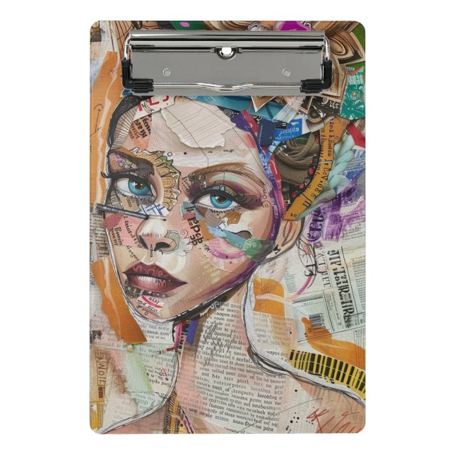 Vintage Scrapbook Collage Face (6) Mini Clipboard (Front)
