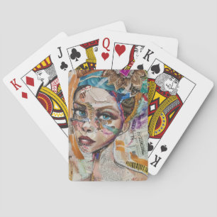 Vintage Scrapbook Collage Face (6) Playing Cards