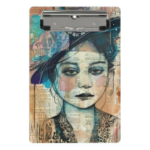 Vintage Scrapbook Collage Face (7) Mini Clipboard