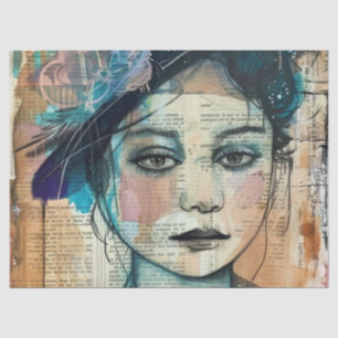 Vintage Scrapbook Collage Face (7) Tissue Paper
