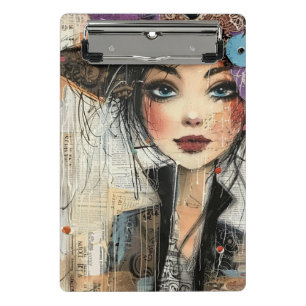 Vintage Scrapbook Collage Face (8) Mini Clipboard