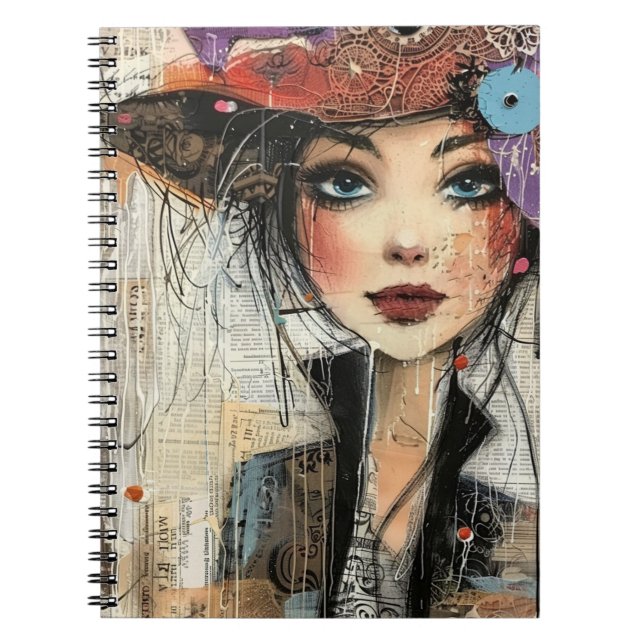 Vintage Scrapbook Collage Face (8) Notebook (Front)