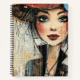 Vintage Scrapbook Collage Face (8) Notebook