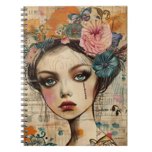 Vintage Scrapbook Collage Face (9) Notebook