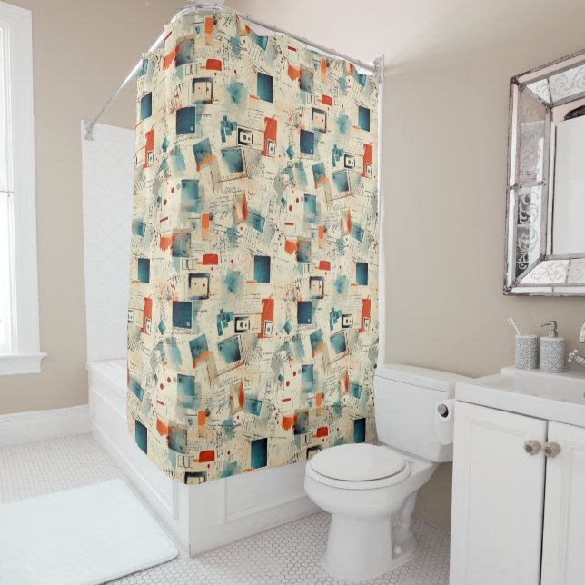 Vintage Scrapbook Pattern (3) Shower Curtain (In Situ)