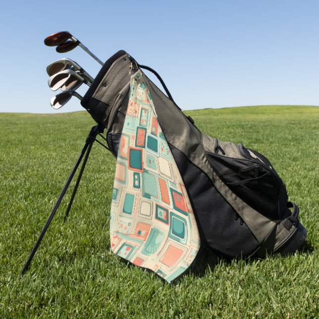 Vintage Scrapbook Pattern Golf Towel (Green)