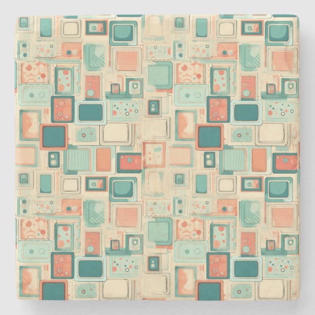 Vintage Scrapbook Pattern Stone Coaster (Front)