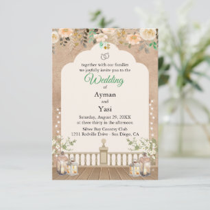 Vintage Scrapbook Wedding Invite Pressed Flowers