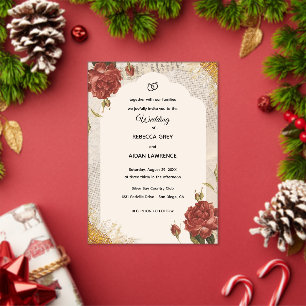 Vintage Scrapbook Wedding Invite Pressed Flowers Acrylic Invitations