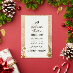 Vintage Scrapbook Wedding Invite Pressed Flowers Acrylic Invitations