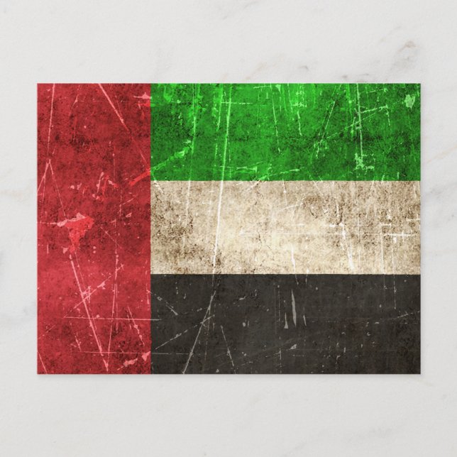 Vintage Scratched Flag of United Arab Emirates Postcard (Front)