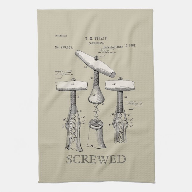 Vintage Screwed Corkscrews Bar towel (Vertical)