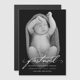 Vintage Script 1st Noel Holiday Birth Announcement