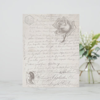 Vintage Script Antique Scrapbook Paper