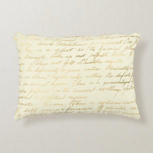Vintage script distressed butter cream gold elegan decorative cushion