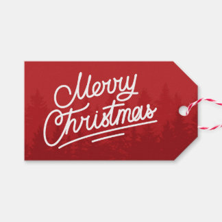 Vintage Script Merry Christmas Simple Typography Gift Tags