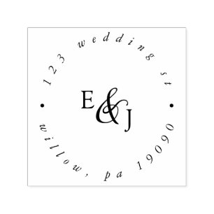 Vintage Script Monogram Wedding Circular Address Self-inking Stamp