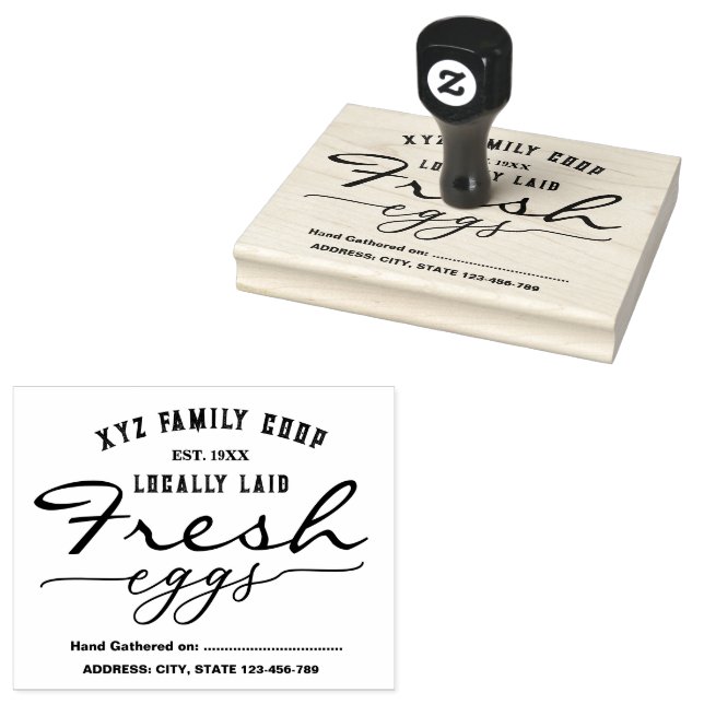 Vintage script Personalised egg carton stamp (Stamped)