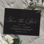 Vintage Script | Romantic Moody Wedding Black Save The Date<br><div class="desc">Elegant and simplistic save the dates with a vintage-style script. White font on a contrasting black background.</div>