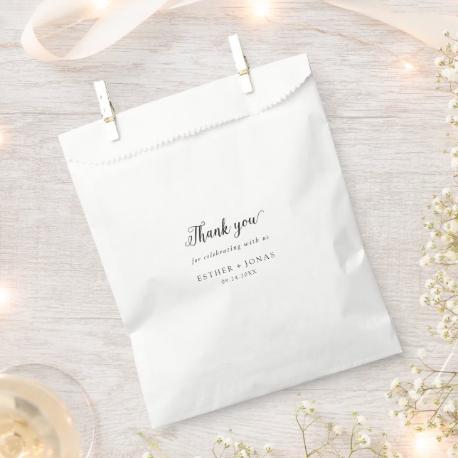 Vintage Script Thank You Wedding Favour Bag (Clipped)