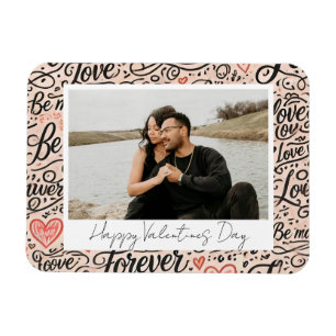Vintage Script Valentines Day Couples Photos Magnet