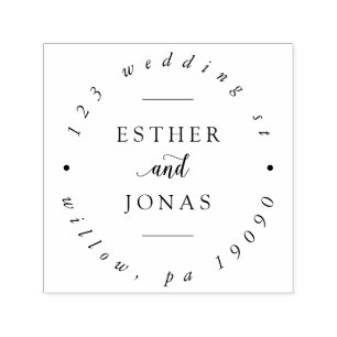 Vintage Script Wedding Circular Address Self-inking Stamp