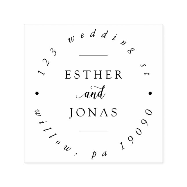 Vintage Script Wedding Circular Address Self-inking Stamp (Design)