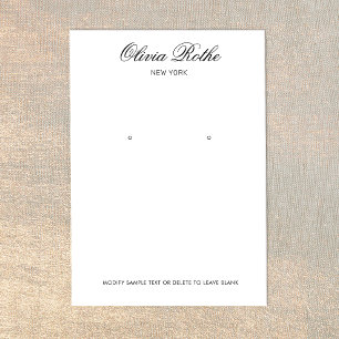 Vintage Script White  Earring Display Card