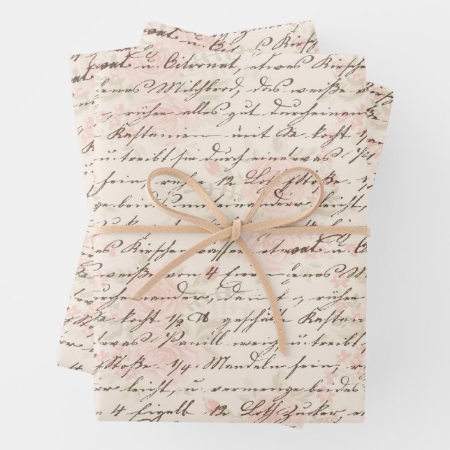 Vintage Script Wrapping Paper Sheet (In situ)