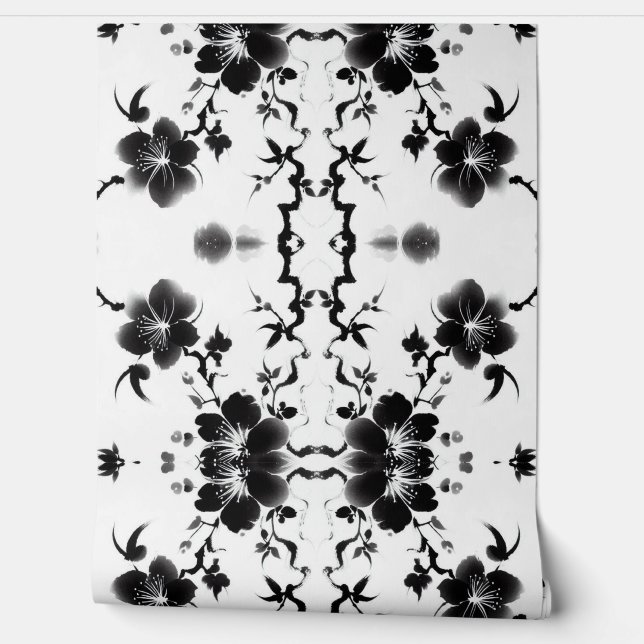 Vintage Scroll Blossoms Wallpaper (Unrolling)