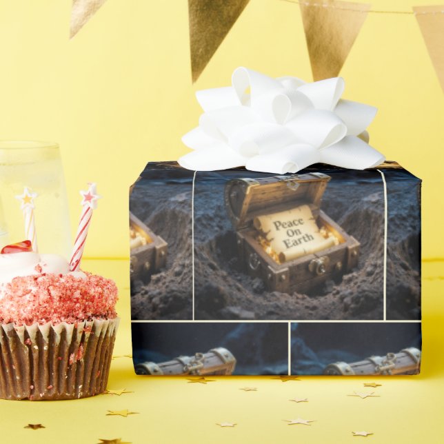Vintage Scroll In a Treasure Chest Wrapping Paper (Birthday Party)