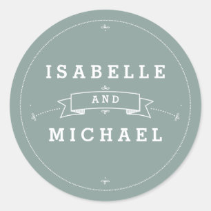 Vintage Scroll in Bride & Groom Wedding Sticker