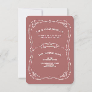 Vintage Scroll in Marsala Wedding Reception Card