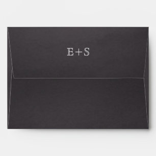 Vintage scroll leaf frame and chalkboard wedding envelopes