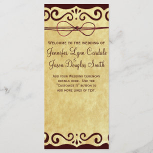 Vintage Scroll Rustic Country Wedding Program Programme